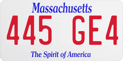 MA license plate 445GE4