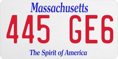 MA license plate 445GE6