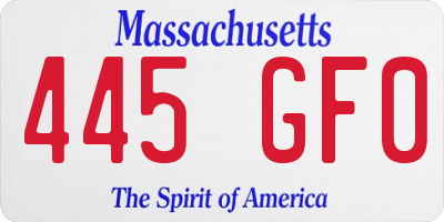 MA license plate 445GF0