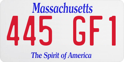 MA license plate 445GF1