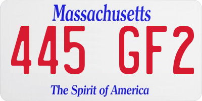 MA license plate 445GF2