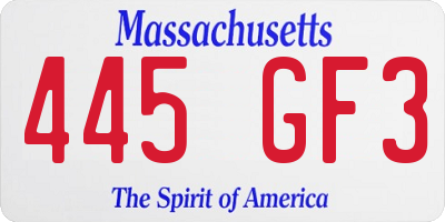 MA license plate 445GF3