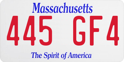 MA license plate 445GF4