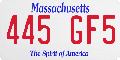 MA license plate 445GF5