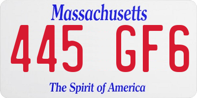 MA license plate 445GF6