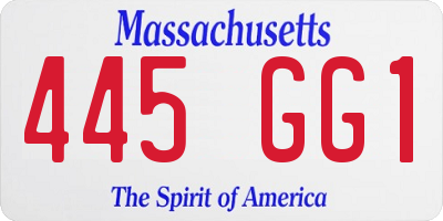 MA license plate 445GG1