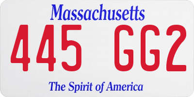 MA license plate 445GG2
