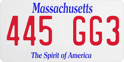 MA license plate 445GG3