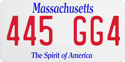 MA license plate 445GG4