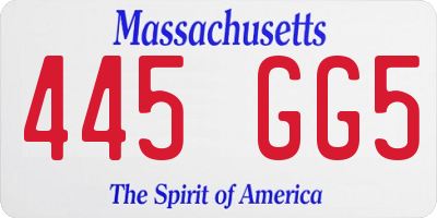 MA license plate 445GG5