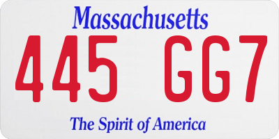 MA license plate 445GG7