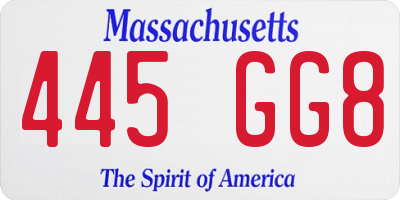 MA license plate 445GG8