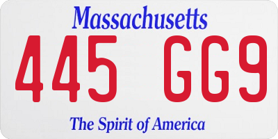 MA license plate 445GG9