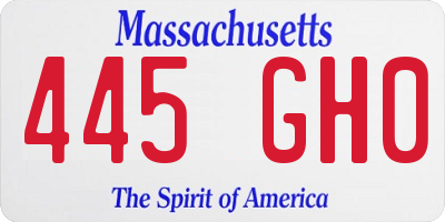 MA license plate 445GH0