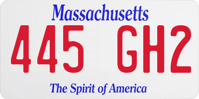 MA license plate 445GH2