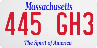 MA license plate 445GH3