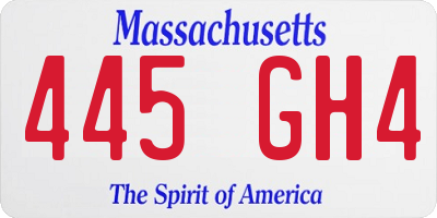 MA license plate 445GH4