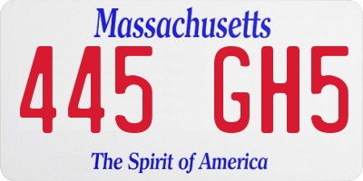 MA license plate 445GH5
