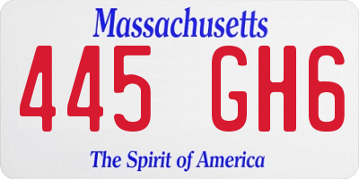 MA license plate 445GH6