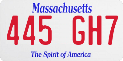 MA license plate 445GH7