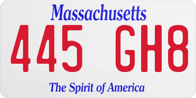 MA license plate 445GH8