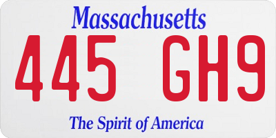 MA license plate 445GH9