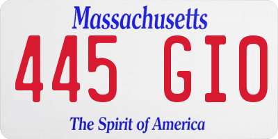 MA license plate 445GI0