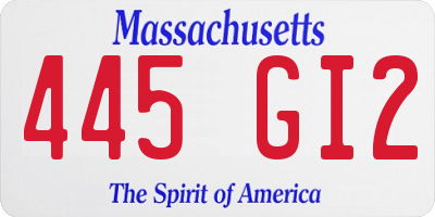 MA license plate 445GI2