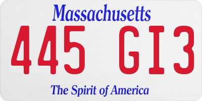 MA license plate 445GI3