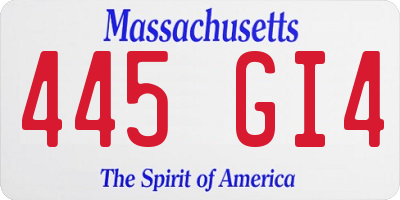 MA license plate 445GI4