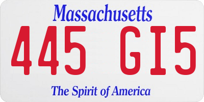MA license plate 445GI5
