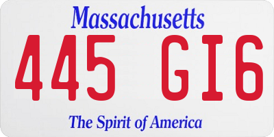 MA license plate 445GI6