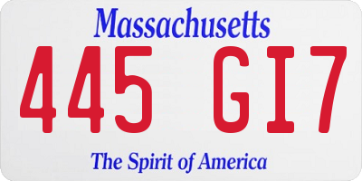 MA license plate 445GI7