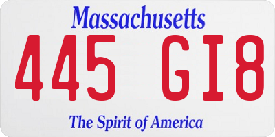 MA license plate 445GI8