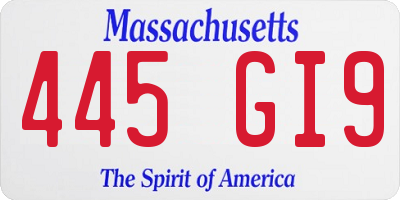 MA license plate 445GI9