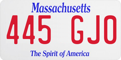 MA license plate 445GJ0