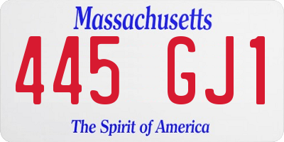 MA license plate 445GJ1