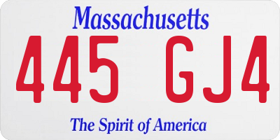 MA license plate 445GJ4