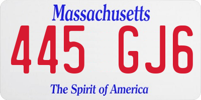 MA license plate 445GJ6
