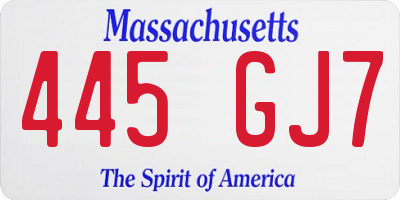 MA license plate 445GJ7