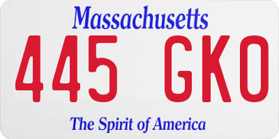 MA license plate 445GK0