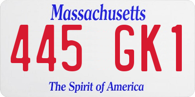 MA license plate 445GK1