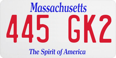 MA license plate 445GK2