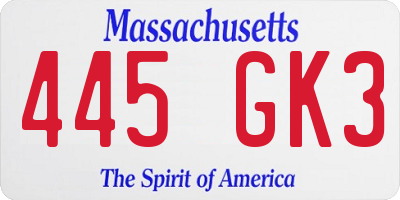MA license plate 445GK3
