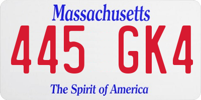 MA license plate 445GK4