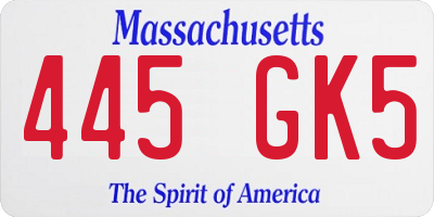 MA license plate 445GK5