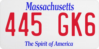 MA license plate 445GK6