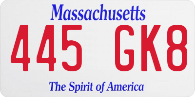 MA license plate 445GK8