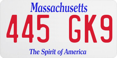 MA license plate 445GK9
