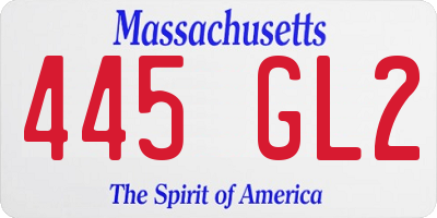MA license plate 445GL2